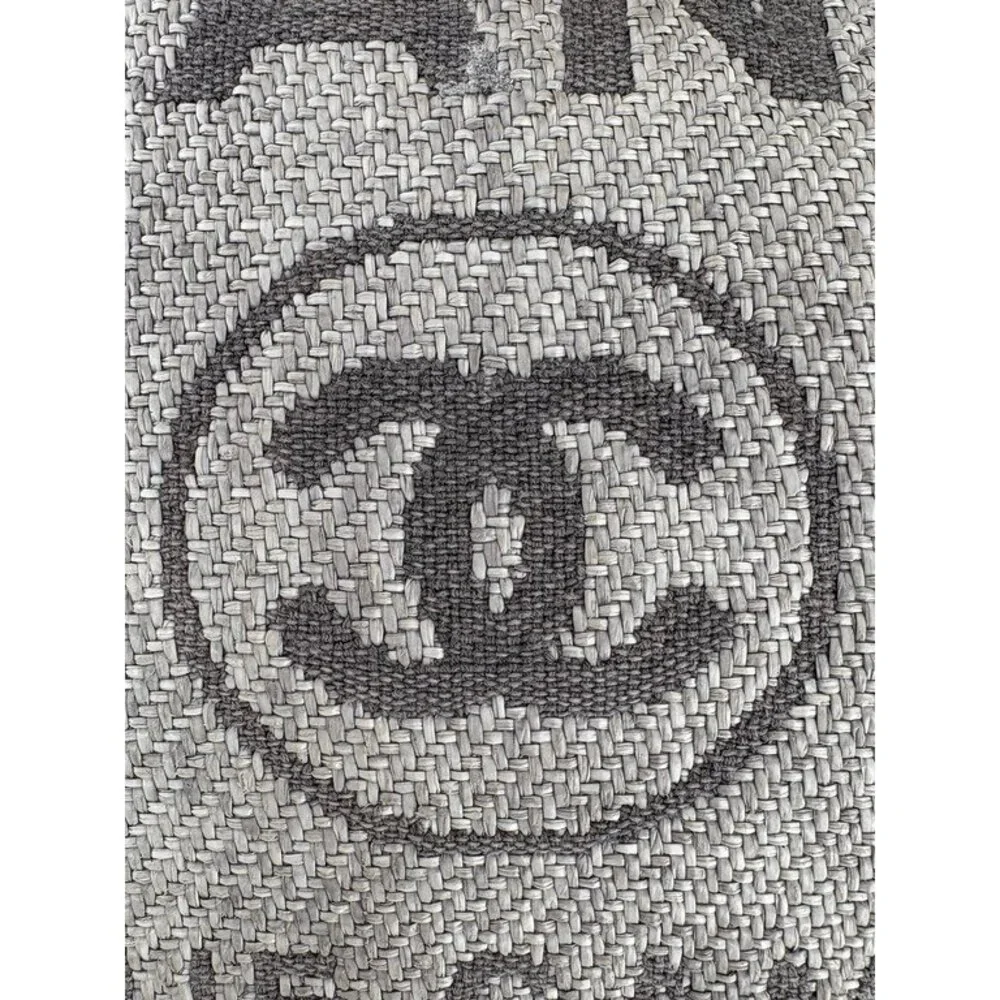 CHANEL Grey Raffia Deauville Shopping Bag Medium SHW